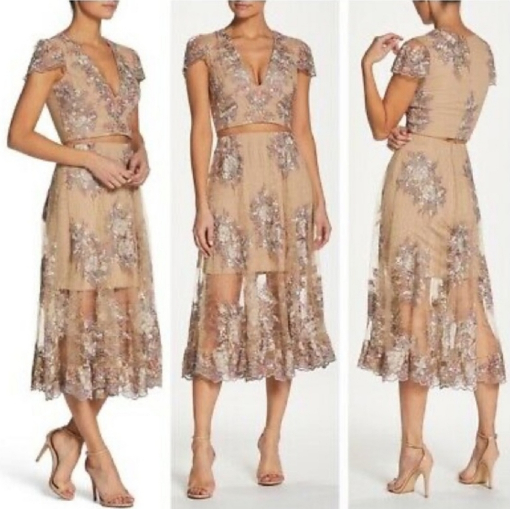 Dress the Population Juliana Embroidered Lace Two Piece Set- worn once